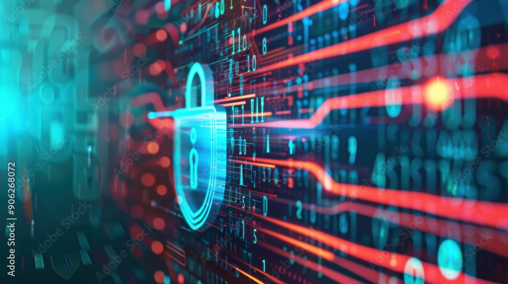 Poster multi-layer firewall protection concept with digital graphics, firewall, hacking prevention
