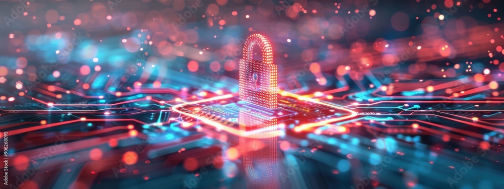 Poster network security, holographic vpn encryption, advanced rsa keys, dark background