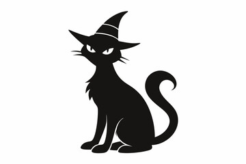Halloween cat vector illustration, Halloween silhouette vector	