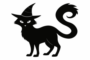 Halloween cat vector illustration, Halloween silhouette vector	