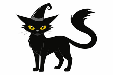 Halloween cat vector illustration, Halloween silhouette vector	