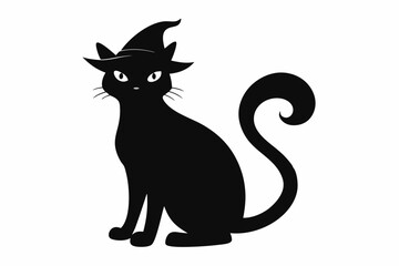 Halloween cat vector illustration, Halloween silhouette vector	