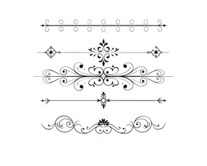Set of Fancy Decorative Ornamental Lines vector. ai generated