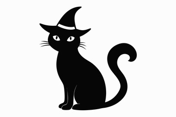 Halloween cat vector illustration, Halloween silhouette vector	