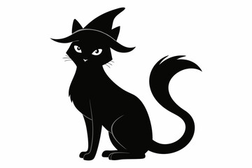 Halloween cat vector illustration, Halloween silhouette vector	