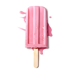 Pink popsicle ice-cream isolated on white background