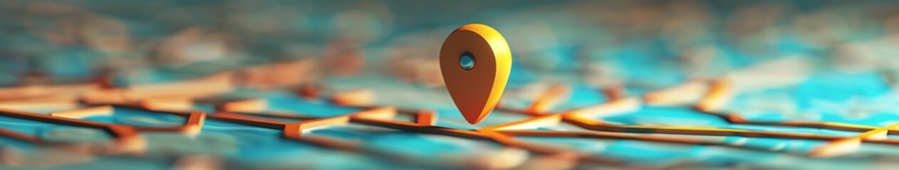 Animated 3D Game Sprite with a Rotating Locator Pin for Map Navigation and Destination Marking in Virtual Worlds.