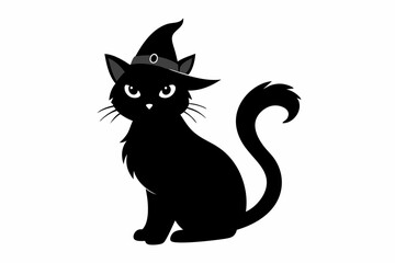 Halloween cat vector illustration, Halloween silhouette vector	