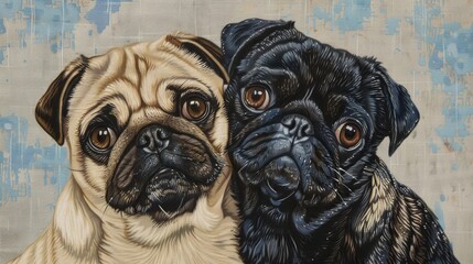Obraz premium A pair of sociable pugs