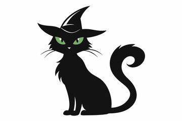 Halloween cat vector illustration, Halloween silhouette vector	