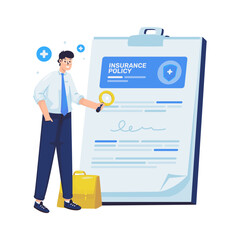 Life insurance policy contract agreement vector illustration