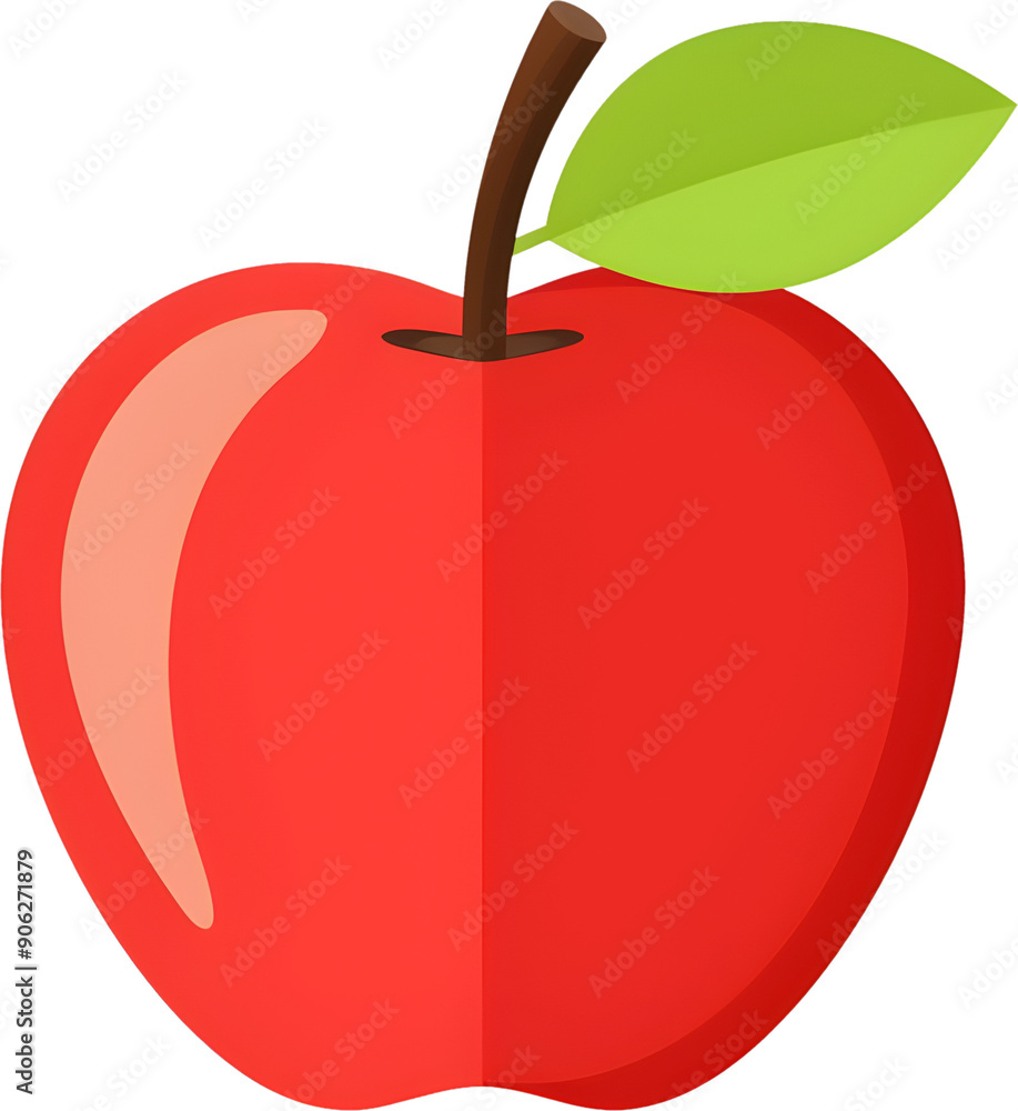 Aufkleber flat icon of a red apple with a green leaf in a minimalist and simple design suitable for ui