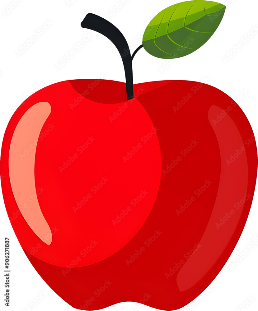 Aufkleber vibrant red apple icon with green leaf in minimalist design for ui and branding