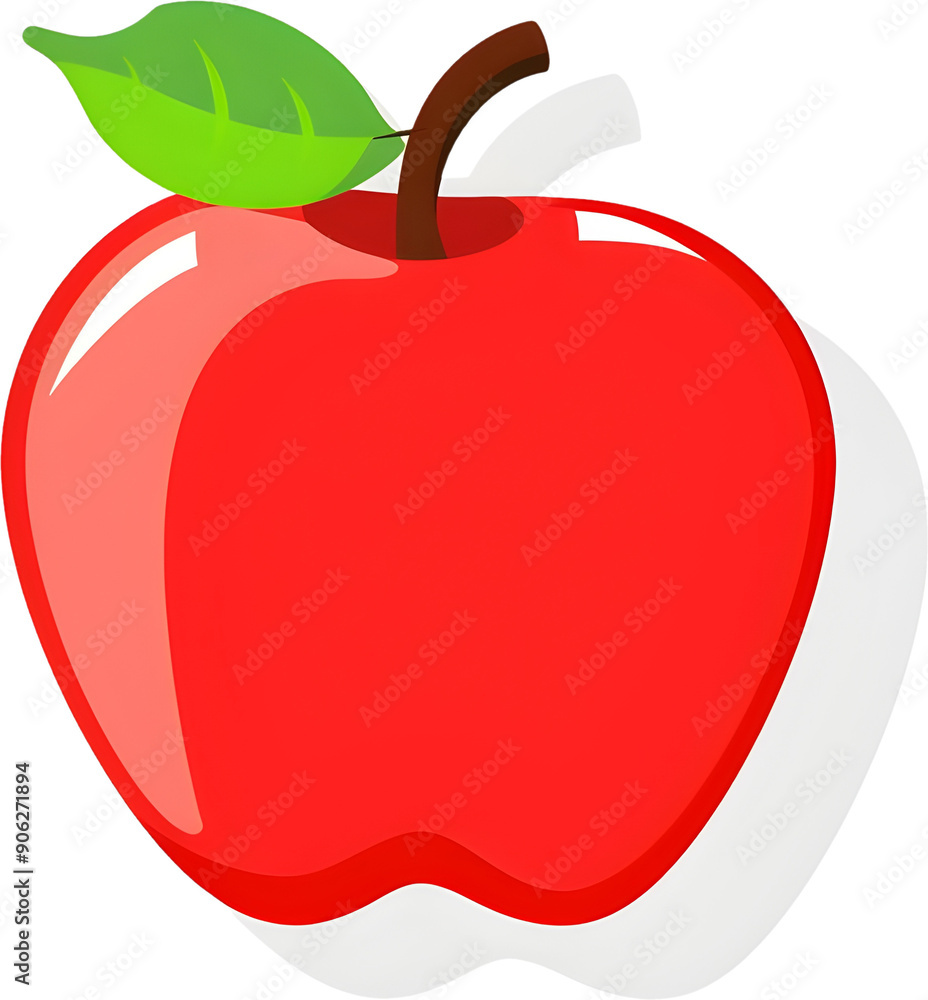 Aufkleber minimalist flat icon of a red apple with a green leaf suitable for ui and graphic design