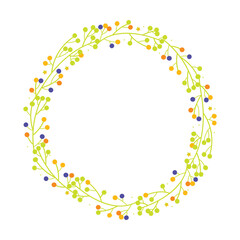 Obraz premium Round Berry Branch Wreath Frame Border