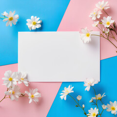 frame, card, nature, pink, decoration, blossom, daisy, greeting, birthday, banner