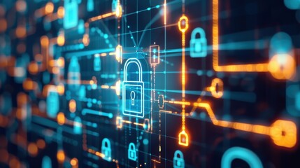 Secure network diagram with encrypted connections, secure networks, encryption