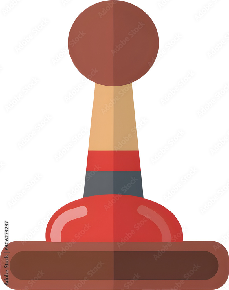 Poster minimalist flat icon of a rubber stamp with a simple brown handle and red base suitable for ui