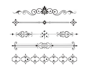 Set of Fancy Decorative Ornamental Lines vector. ai generated