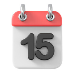 Calendar Day 15 . 3D illustration