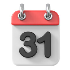 Calendar Day 31 . 3D illustration