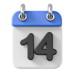 Calendar Day 14 . 3D illustration