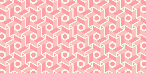 Soft Pink Geometric Hexagon Pattern. Delicate Pink Hexagonal Tile Pattern. Feminine Pink Geometric Background
