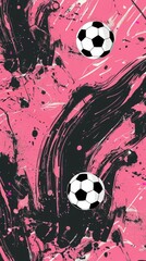 Black and pink sports pattern with football as the element