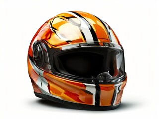 Modern motorcycle helmet with glossy finish isolated on white background.AI generated.