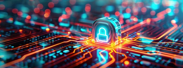 VPN server, holographic RSA encryption, futuristic network security, dark background