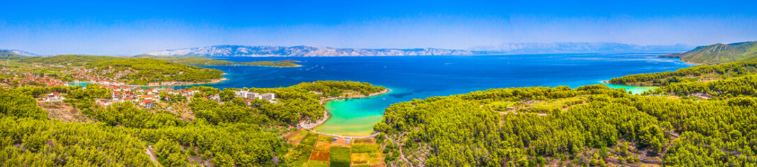 Panorama of splendid Jelsa region landscape, croatian travel destination in Europe.