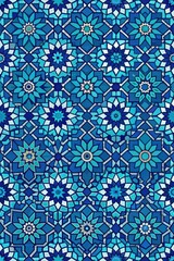 Blue and white intricate tile design.