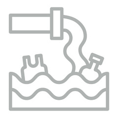 Wastewater Discharge Vector Line Grey Icon Design