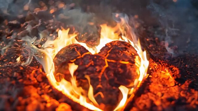 Graphic image of a heart on fire