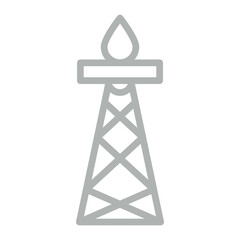 Drilling Rig Vector Line Grey Icon Design