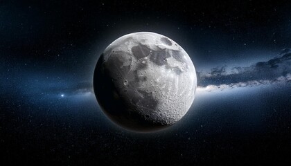 Fototapeta premium Panoramic view of the moon out in the space