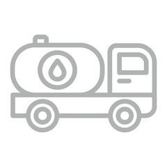 Petroleum Tanker Vector Line Grey Icon Design