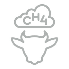 Livestock Emissions Vector Line Grey Icon Design