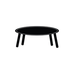 Coffee table, black vector icon, in isolated white background