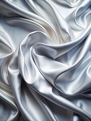 Obraz premium Smooth silver silk fabric with elegant folds.