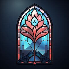 Colorful Gothic Stained Glass Window with Detailed Mosaic Design