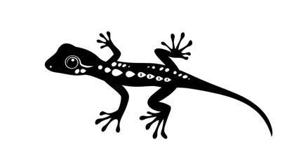 Black silhouette of Gecko illustration icon for logo, isolated on white background