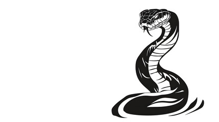 Fototapeta premium Black silhouette of King cobra caravan on the desert illustration icon for logo, isolated on white background