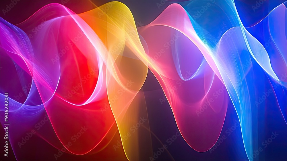 Aufkleber vibrant rainbow light show creating dynamic patterns against a dark background, showcasing abstract 