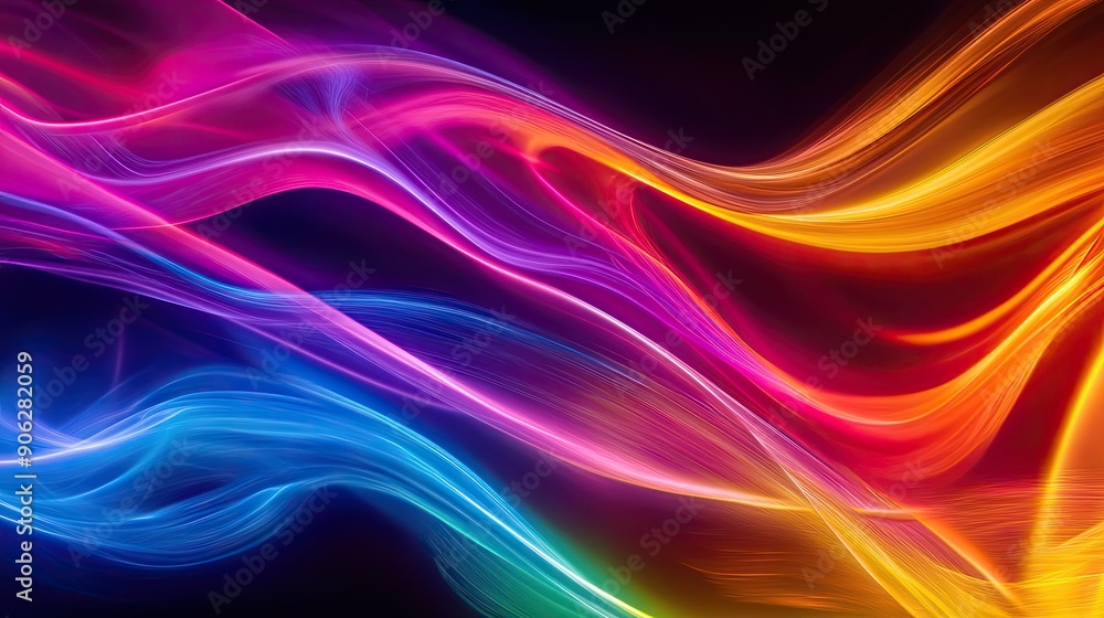 Aufkleber vibrant rainbow light show creating dynamic patterns against a dark background, showcasing abstract 