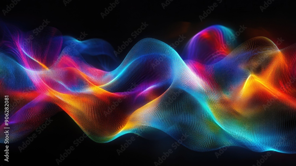 Aufkleber vibrant rainbow light show creating dynamic patterns against a dark background, showcasing abstract 