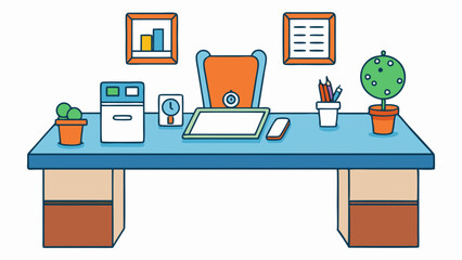 corporate desk of items arranged on vector illustration