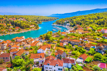 Obraz premium view of the city of Vrboska, famous deep nautical bay, Croatia