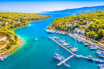 view of the port country in Vrboska place, Island Hvar nautical heaven