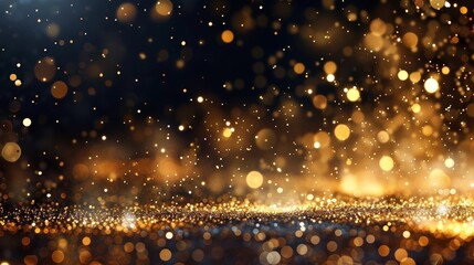 Naklejka premium A festive background with golden glitter particles falling and creating a sparkling, celebratory effect